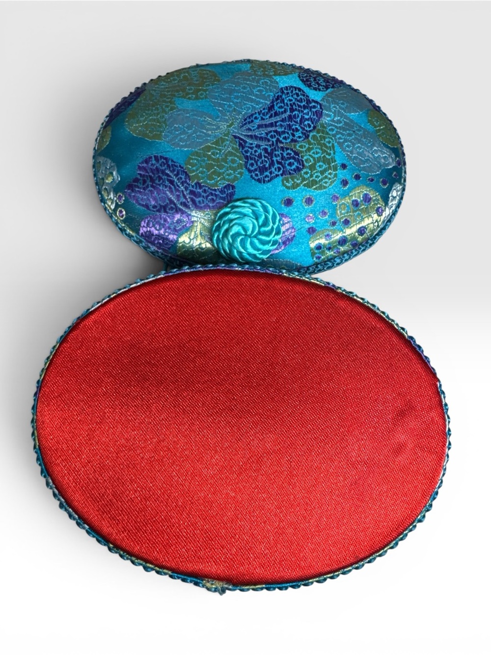 Turquoise Brocade Tassel Trinket Box - Picture 3 of 7